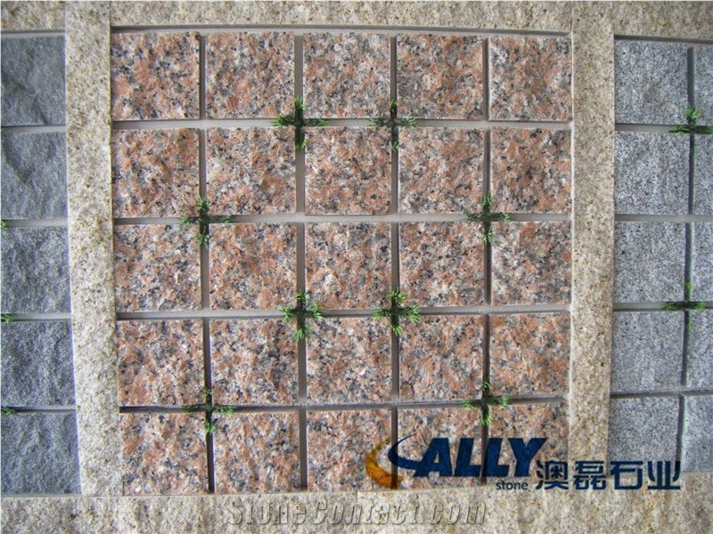 Red Porphyry Paving Stone,Red Porphyrite,Red Porphyre, Red Paver on Mesh,, Red Porphyry Granite Cube Stone & Pavers