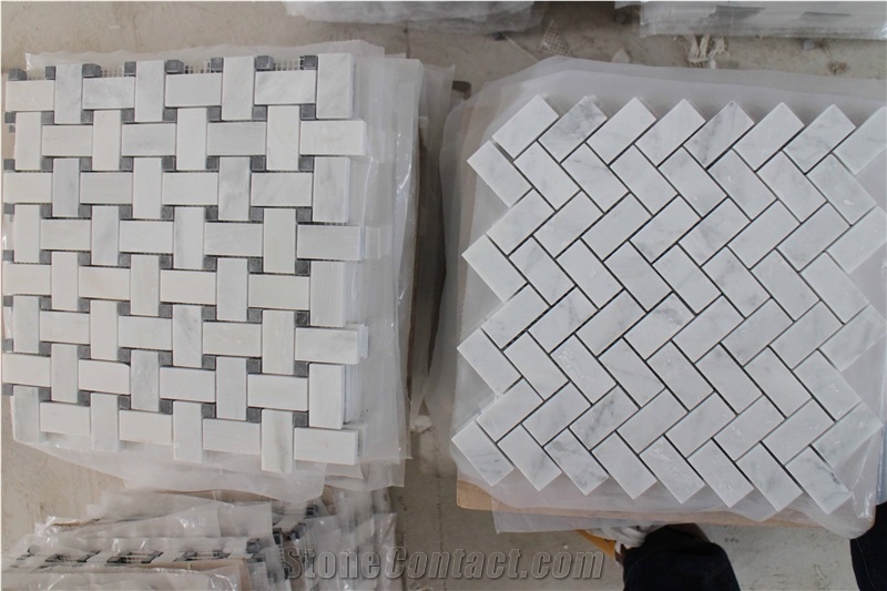 White Carrara Mosaic Tile,White Marble Mosaic Tile,White Carrara