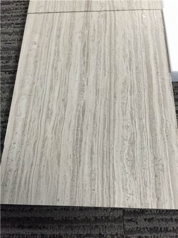 White Wooden Marble Brushed Slabs & Tiles, China White Marble