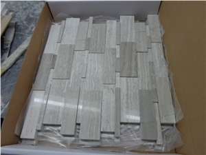 Wooden White High and Low Shape Polished Mosaic