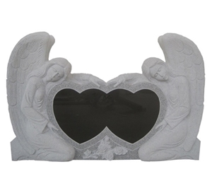 American Style Tombstone with Double Angels,Angels Family Monuments with Heart,Double Monuments Headstone