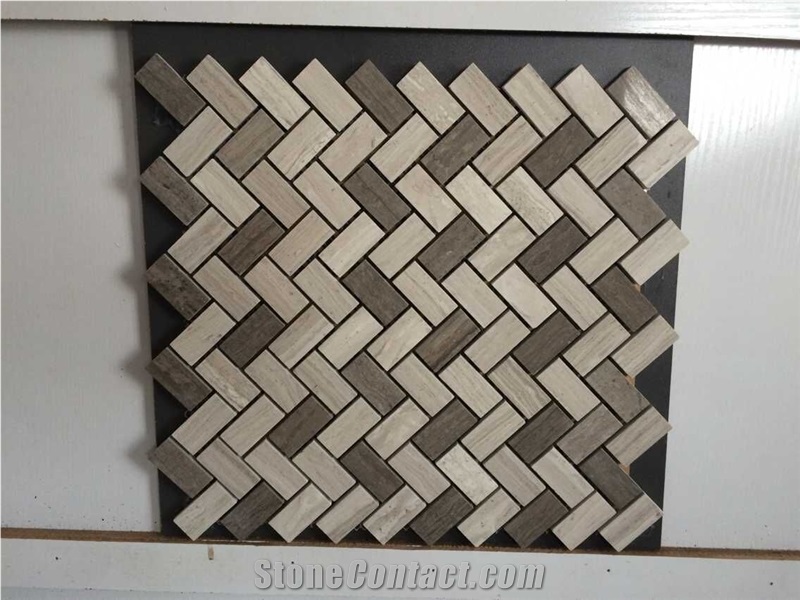 China Beige Wooden Marble Mosaic
