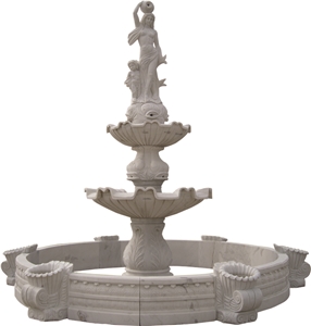 China G603 Grey Granite Garden Foutains Water Features, There Layer Exterior Fountains by Handcarved