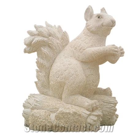 China G682 Yellow Granite Landscape Cute Animal Sculpture, Natural Stone Handcarved Garden Decoration Statues Squirrel