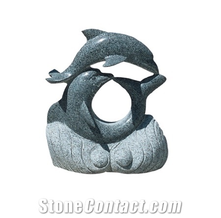 Granite G654 Dophin Sculpture for Garden,Natural Stone Carvings Statue Hand-Carved and Polished
