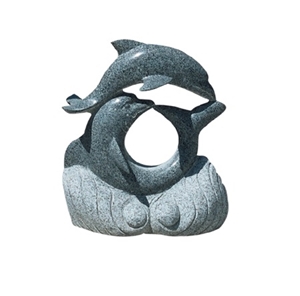 Granite G654 Dophin Sculpture for Garden,Natural Stone Carvings Statue Hand-Carved and Polished