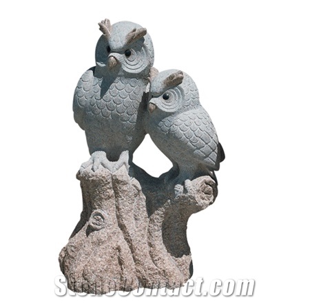 Granite Garden Sulptures Owls,Hand-Carved Landscape Animal Sculptures