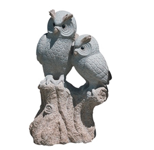Granite Garden Sulptures Owls,Hand-Carved Landscape Animal Sculptures