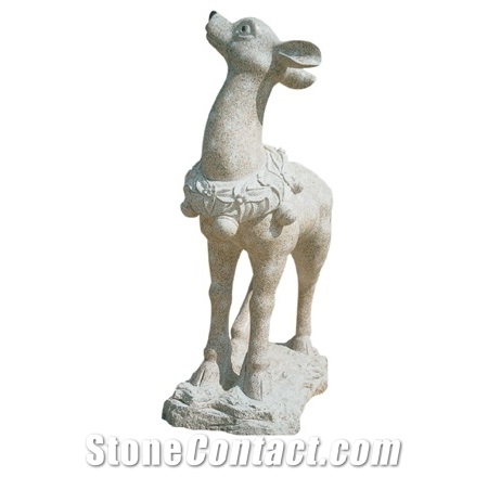 Natural Stone China G682 Yellow Granite Hand-Carved Deer Animal Statue for Garden Landscape