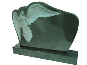 Shanxi Black Tombstone with Embossment Of Angel, Black Grante Monuments Headstone