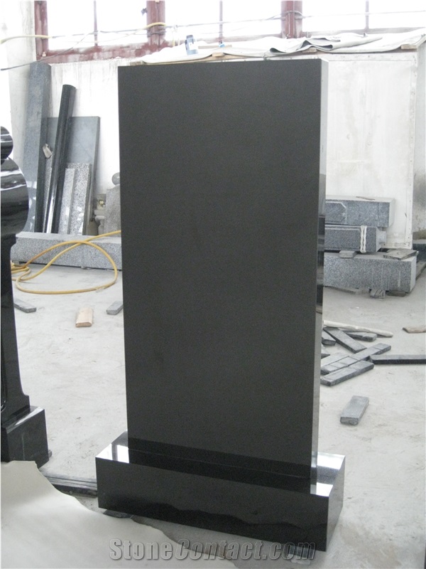 Shanxi Black Tombstone with Embossment Of Angel, Black Grante Monuments Headstone