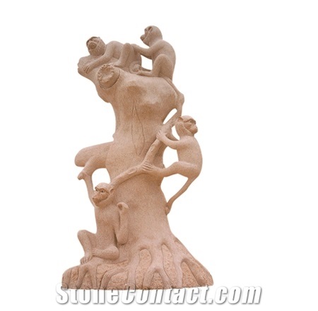 Stone Landscape Monkey Garden Sculptures,Granite Handcarved Gorilla Animal Statue