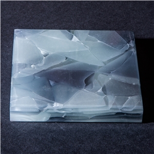 China Blue Artificial Onyx Melt Crystal Jade Tiles & Slabs for Decoration