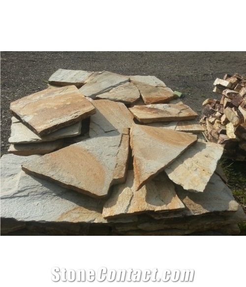 Golden Gneiss Polygonal Flagstone for Walling, Landscaping