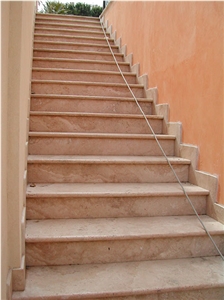 Travertino Nuvolato Honed Staircase
