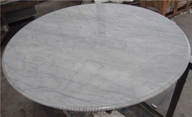 Bianco Carrara Marble Table Tops, Patio Table Tops, Round Table Tops