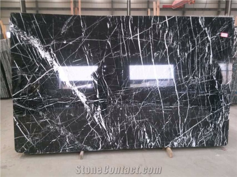 Black Marquina Big Slab, China Marquina Black Marble Slabs & Tiles