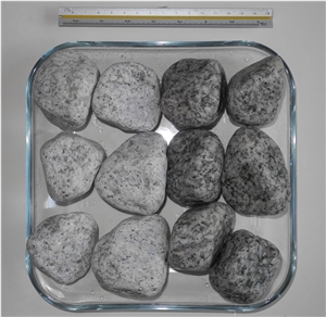 Granite Pebbles with Black Spots,Ball-Milled, G359 White Granite Pebble & Gravel