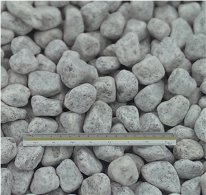 Granite Pebbles with Black Spots,Ball-Milled, G359 White Granite Pebble & Gravel