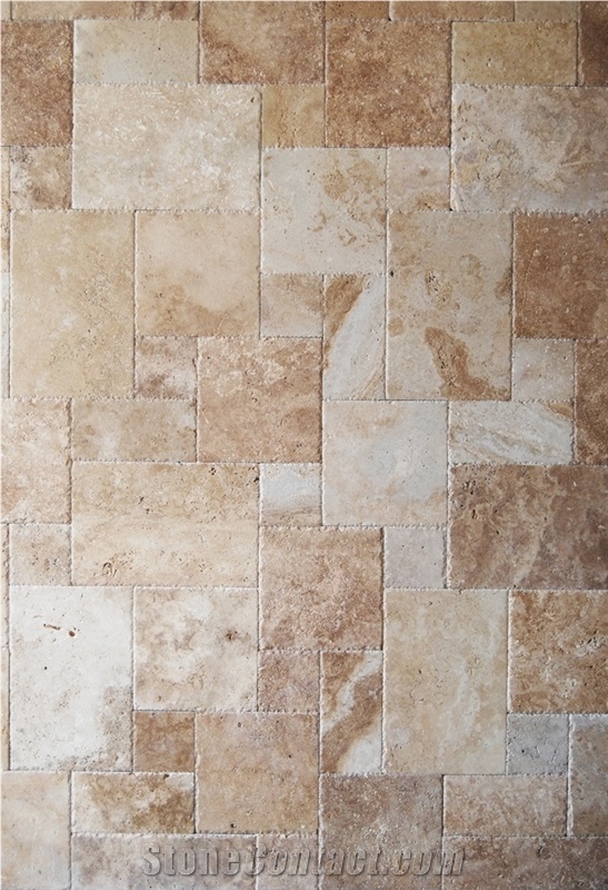 Brushed Classic Travertine French Pattern 12mm