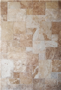 Brushed Classic Travertine French Pattern 12mm