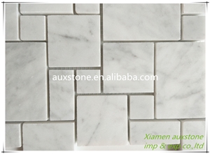 Polished Square Carrara White Marble Mosaic Tile