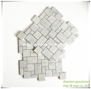 Polished Square Carrara White Marble Mosaic Tile