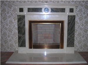 Botticino Marble Polished Fireplace Surround, Beige Italy Marble for Fireplace Surround