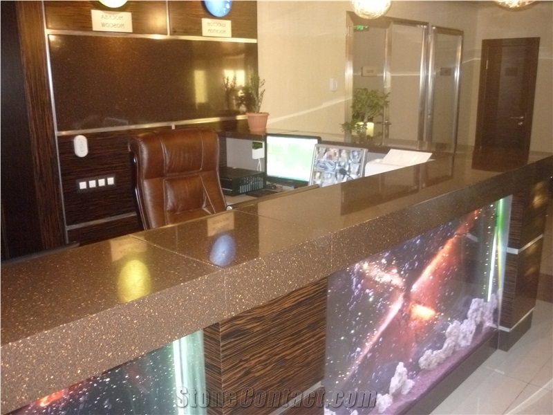 Quartz Stone Solid Surface Reception Desk Top, Bar Top