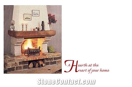Gres Moliere Beige Sandstone Open Fireplace