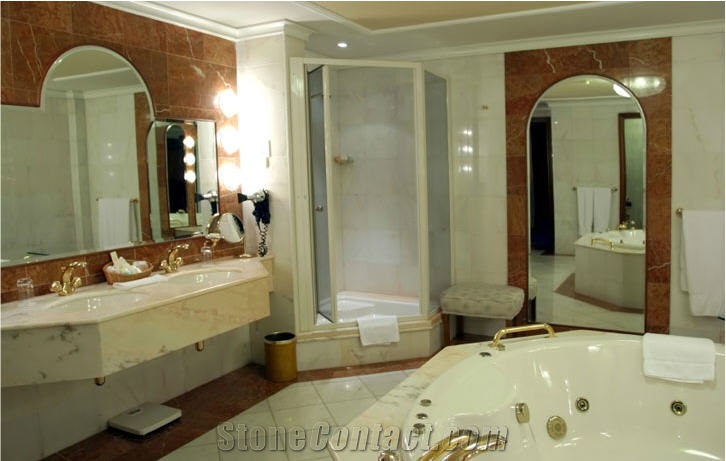Cremo Delicato Marble Master Bathroom Decorating