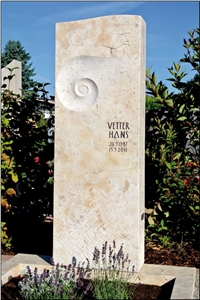 Friedewald Hell Gestreift Sandstone Carved Custom Grave Stone Design, Beige Sandstone