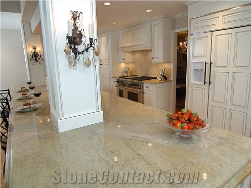 Penta Gold Granite Island Top with a 6cm Dupont Step Ogee Edge