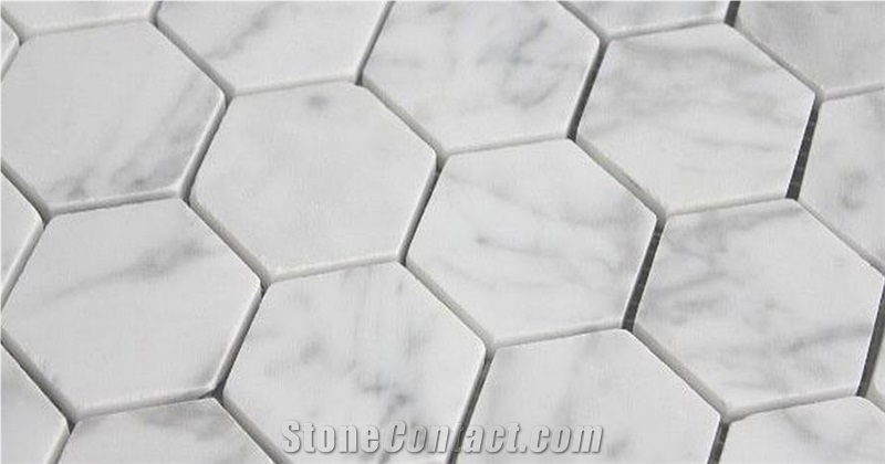 Bianco Carrara Marble Polished Hexagon Mosaic