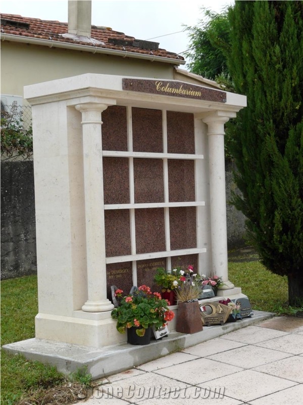 Columbarium cemetery crypts, cinerary urns with Pierre de Lens and Granite