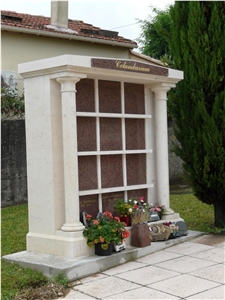 Columbarium cemetery crypts, cinerary urns with Pierre de Lens and Granite