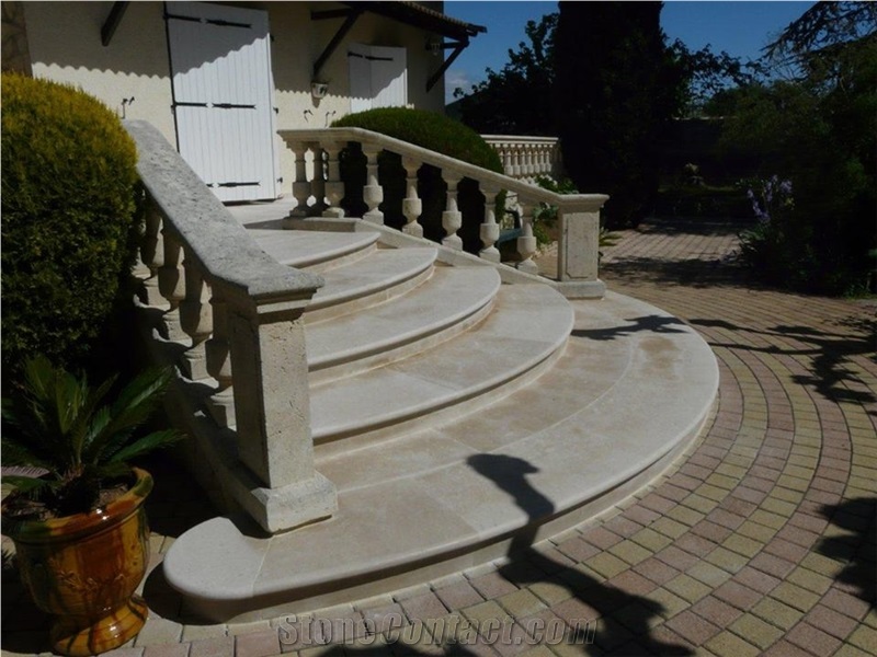 Massangis Clair Limestone Brushed Finish Deck Stair