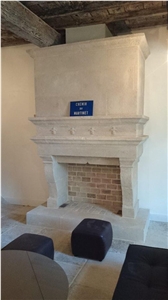 Massangis Jaune Limestone Authentic Finish Fireplace