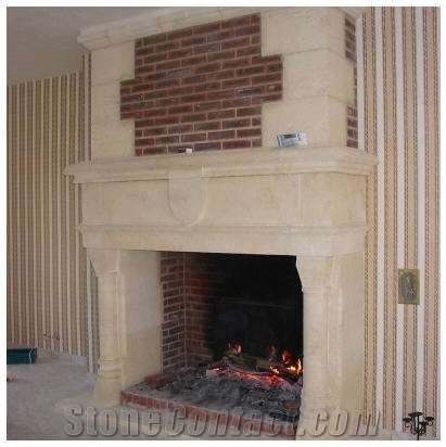 Les Pierres De Frontenac Limestone Carved Fireplace Design