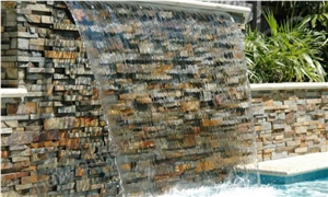 Ochre Blend Slate Stone Wall Panels
