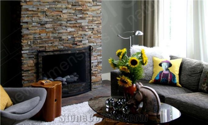 Stone Veneer Rock Panel System for Interiors - Fireplace Design