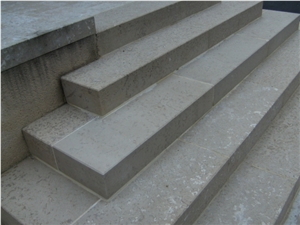 La Grosse Borne Limestone Sawn Staircase, Beige Limestone Stairs & Steps