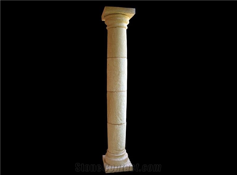 Pierre De Paussac Columnm, Beige Limestone Columns