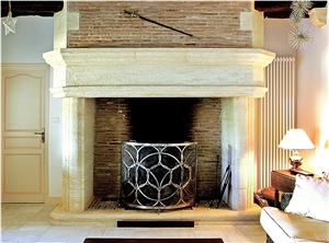 Pierre De Paussac Stonemason Fireplace, Beige Limestone Fireplace