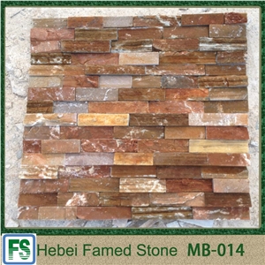 China Brown Slate Cultured Stone,Natural Garden Decorative Stacked Stone Veneer ,Cheap Natural Slate Stone Veneer for Interior Exterior Wall Cladding Decoration