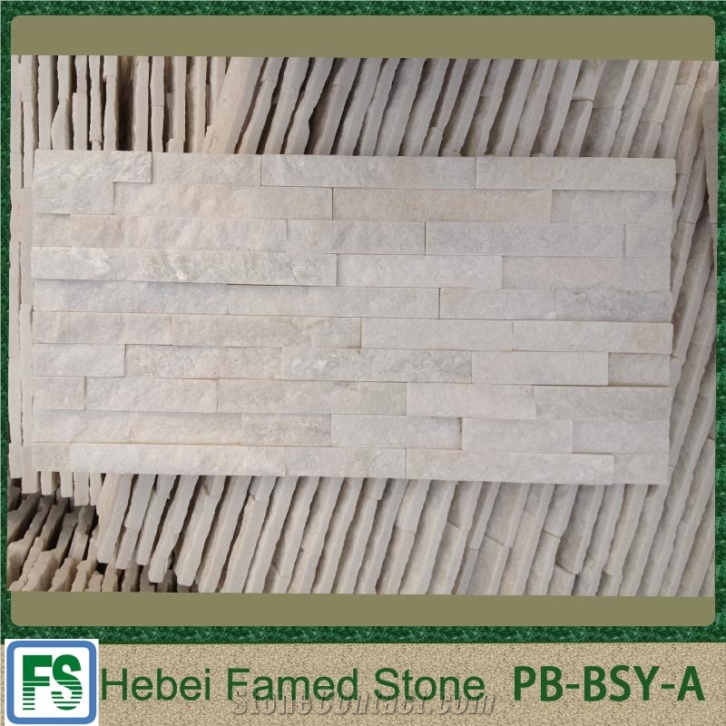 China White Quartzite Cultured Stone,Natural Surface Wall Panel,Ledge Stone Stacked Stone
