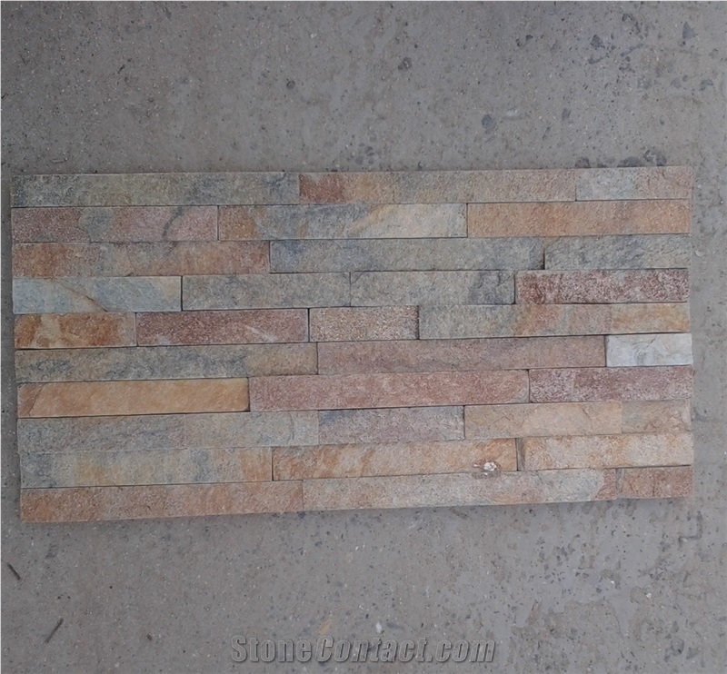 Exterior Ledge Stone Veneer Panels ,Rusty Quartz Stacked Stone