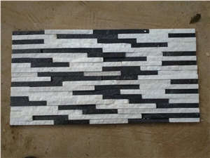 Hot Sale Black + White Color Cultured Stone, Natural Quartzite Cultured Stone for Wall Cladding