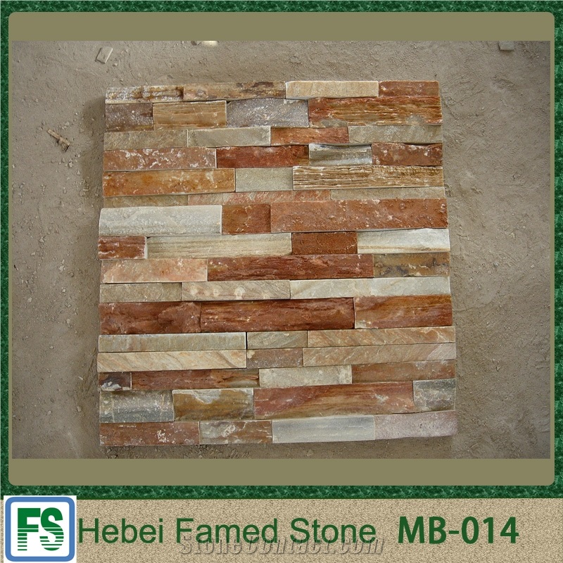 Rusty Cladding Slate ,Yellow Ledgestone Veneer Panels, Natural Surface Cultural Stone for Wall