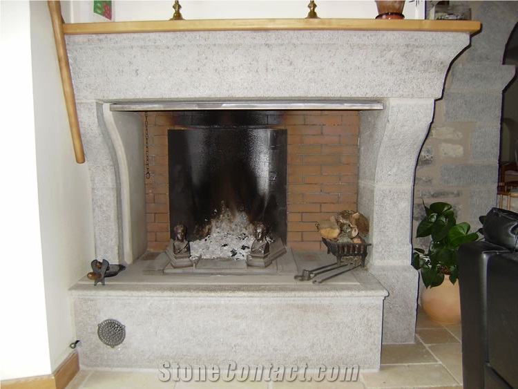 Pierre De Ruoms Limestone Fireplace